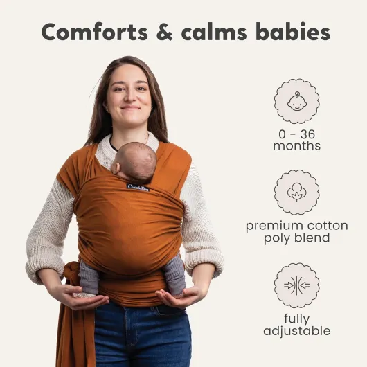 CuddleBug Écharpe de Portage Facile à Enfiler - Porte Bébé Naissance Multifonctionnel Pour les Bébés Jusqu’à 16 Kg - Écharpe de Portage Sling Mains Libres - Couverture de Portage (Brun/Brown)