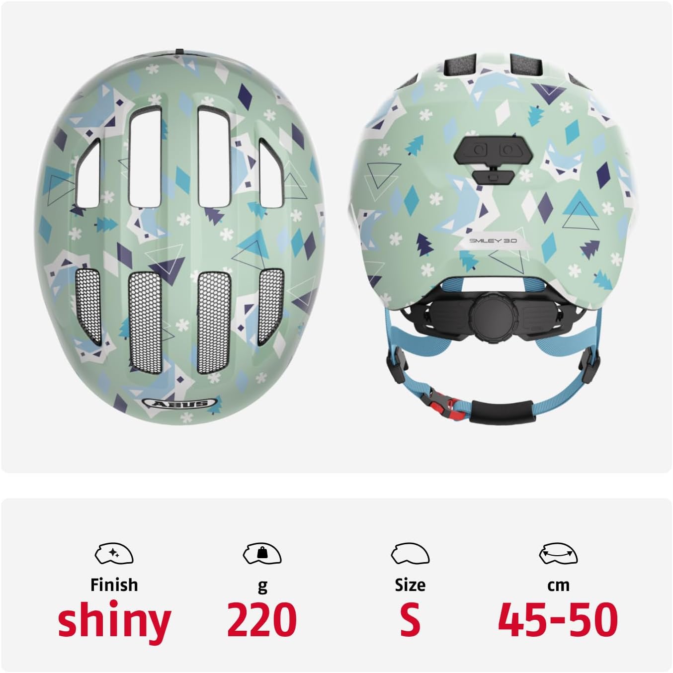 Casque pour Enfants Smiley 3.0 - Casque de vélo avec Coupe Basse, Designs adaptés aux Enfants & Place pour Une Tresse - pour Filles et garçons Vert clair (green nordic) S (45-50 cm​)