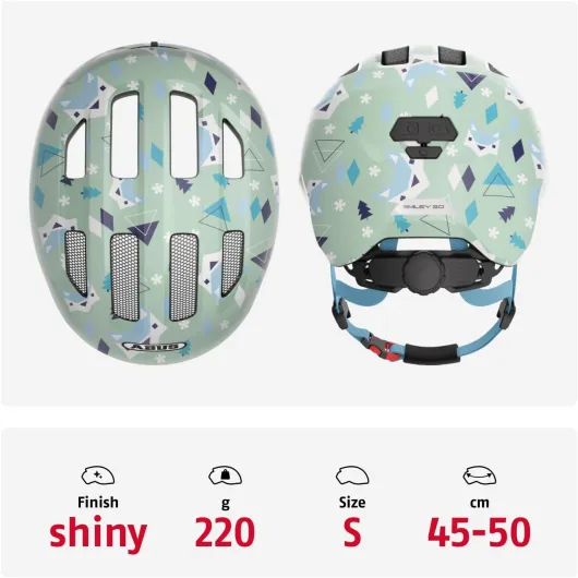 Casque pour Enfants Smiley 3.0 - Casque de vélo avec Coupe Basse, Designs adaptés aux Enfants & Place pour Une Tresse - pour Filles et garçons Vert clair (green nordic) S (45-50 cm​)