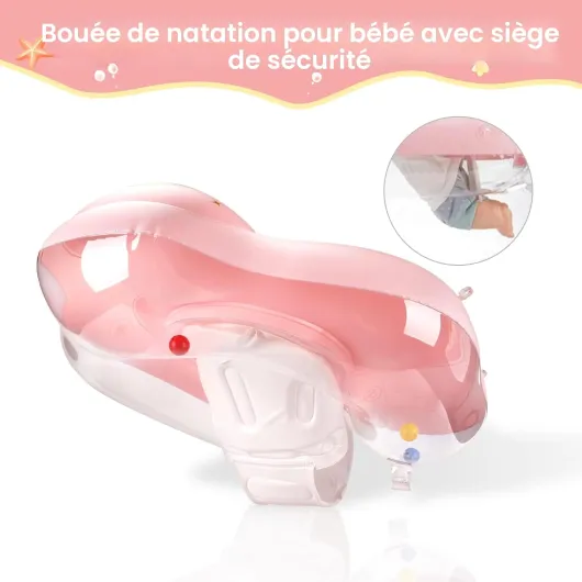 Bouee Bebe, Bouee Bebe Piscine - Bouee Bebe Parasol SPF 50+ - Améliorez Bouée Bébé 5-16Kgs avec Une Balle d'Équilibre pour Éviter Le Renversement L (6-36 mois)