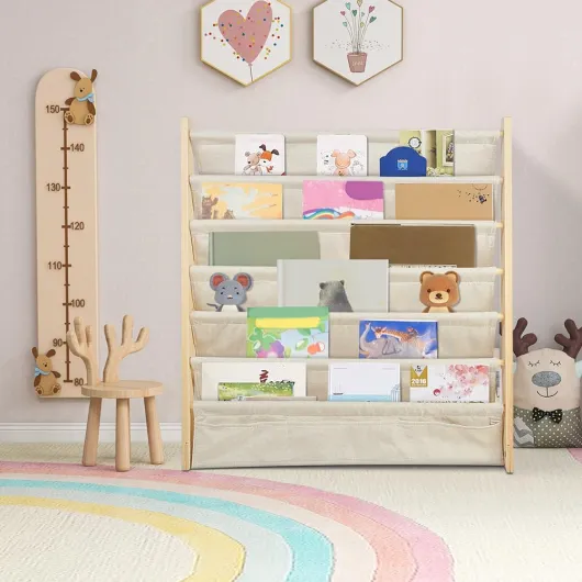 Bibliothèque pour Enfants, Étagère à 6 Niveaux pour Livres, Fournitures Scolaires pour Chambre d’Enfant, Garderie, École Maternelle, Multi-Couleurs, 75 * 30 * 79cm-Couleur Bois (1pc) 75*30*79cm--couleur Bois (1pc)