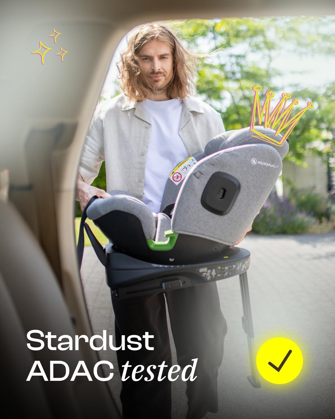 Avionaut Stardust 360° Siège auto enfant pivotant Groupe 1/2/3 61-150 cm - I-Size, installation dos et face à la route, inclinable, respirant, testé par ADAC – de la naissance à 12 ans Pink
