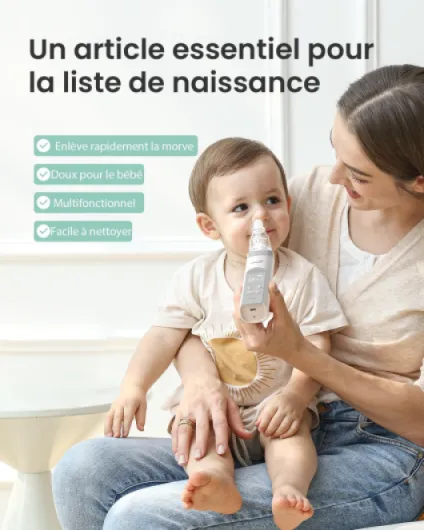 Mouche Bébé Électrique, Aspirateur Nasal Bébé avec Forte Aspiration et Grande Chambre, 3 Niveaux, Mouche Bébé avec Musique et Lumière, Rechargeable USB, pour Nouveau-nés et Enfants Grey 1