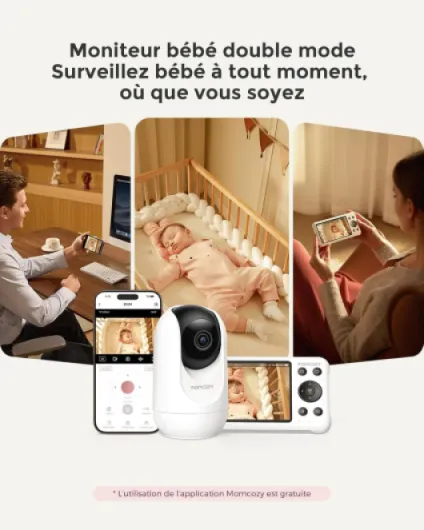 Moniteur Bébé WiFi – Caméra HD 5" 1080P Fixation Murale, Détection Mouvements/Pleurs, Périmètre Sécurisé, Vision Nocturne Claire, Batterie 5000mAh, Interphone 2 Sens, Enregistrement Vidéo BM04 with 1 caméra