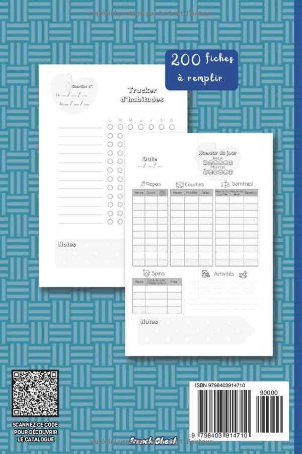 Carnet de suivi bébé garçon - Cahier à remplir de 0 à 6 mois - Journal de bord pour bébé: Carnet de suivi maternel : allaitement, repas, couches, sommeil, soins, activités…
