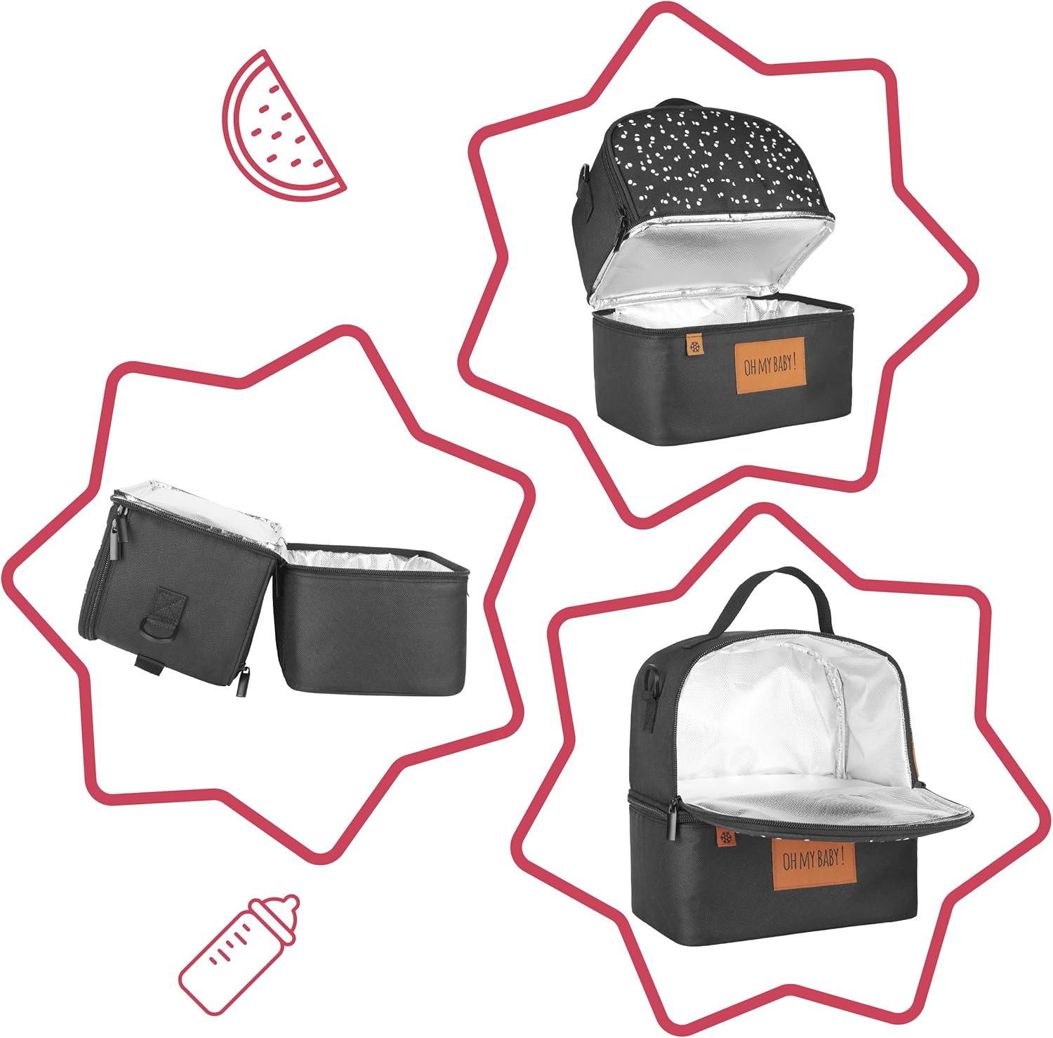Sac Isotherme Repas Pick et Go, Multipoches, Grande Contenance 5 L, Conservation Longue Durée au Froid (5h) ou au Chaud (3h), Imperméable, Idéal pour les Sorties en Famille