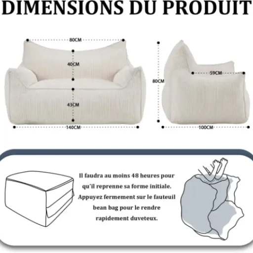 Test Fiximaster Pouf en velours côtelé : un gros coussin dossier pour chiller sans prise de tête