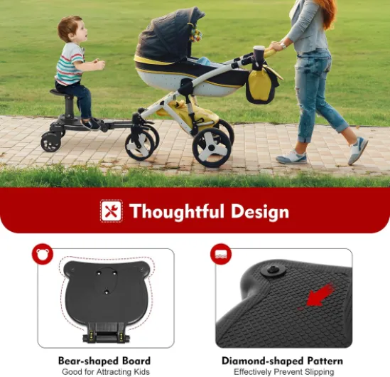 Capacité de charge 25 kg, marchepieds pour poussette avec siège, marchepieds pour poussette, marchepieds universels, convient aux enfants de 3 à 7 ans