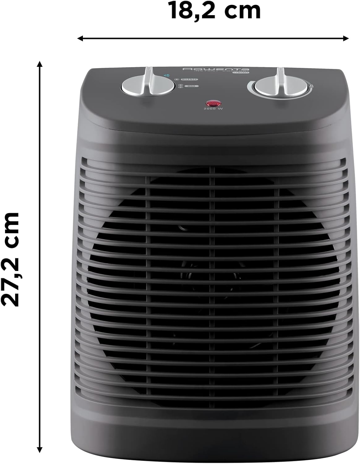 Instant Comfort Compact Radiateur soufflant classique, Chauffage d'appoint, 2 modes de puissance, Chauffage silencieux, Compact, Transport et rangement faciles, Sécurité automatique SO2320F2 Gris - 2000 W