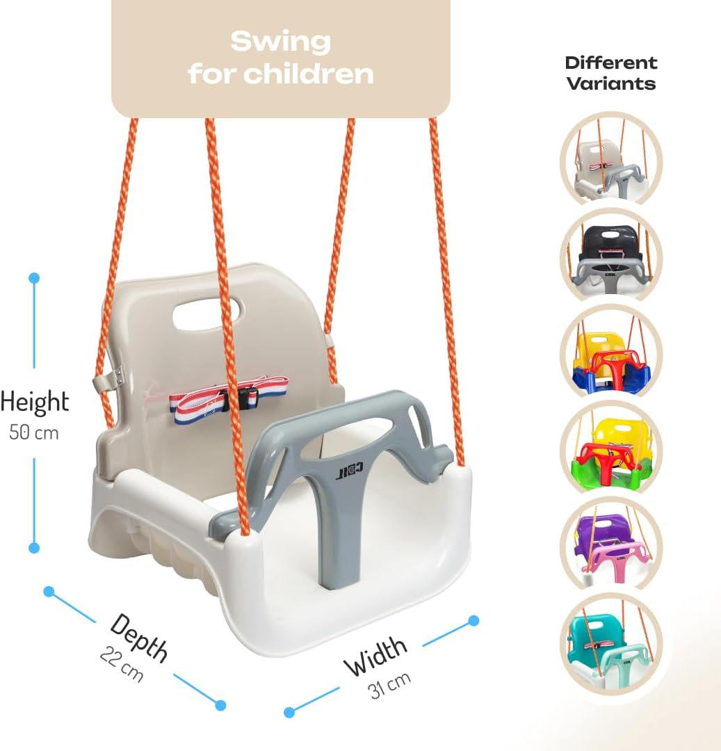Balançoire d'extérieur 3 en 1 - Balançoire réglable - Dossier inclus - Siège convertible - Beige