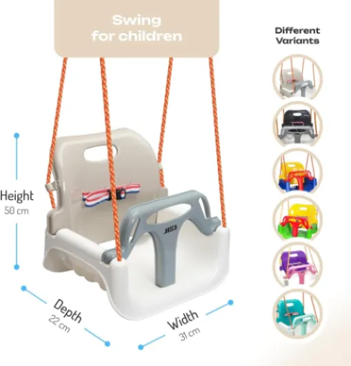 Balançoire d'extérieur 3 en 1 - Balançoire réglable - Dossier inclus - Siège convertible - Beige