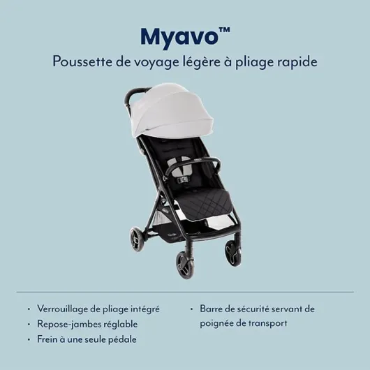 Graco Myavo Poussette de voyage légère avec pliage rapide, de la naissance à environ 4 ans (0-22 kg), se plie rapidement, tient debout une fois pliée, habillage pluie inclus, gris, Steeple Gray Myavo Steeple Gray