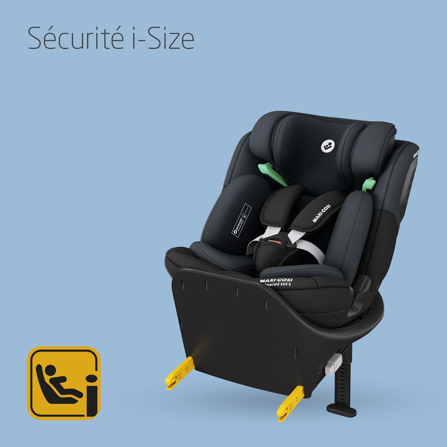 Maxi-Cosi Emerald 360 S i-Size, Siège-auto Isofix 360 Pivotant, 0-12 ans (40-150 cm), Siège-auto bébé & enfant, Rotation FlexiSpin 360°, 4 Inclinaisons, Protection G-CELL, Tonal Black Emerald 360 I-size Tonal Black