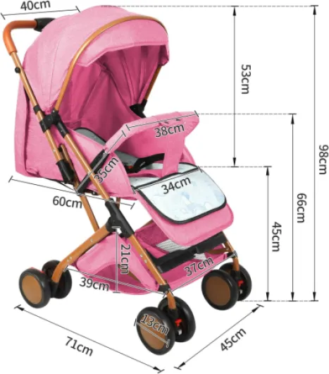 Poussette Canne, 25kg, 0-4 ans, Poussette compacte enfant pliable, Réglage du dossier jusqu’à la position couchée, Avec Arand panier, Système de pliage rapide, Moustiquaire, Bandoulière B-Poudre