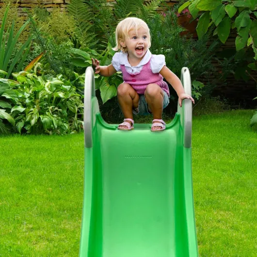 Toboggan Slide HYP1 - Glissière de Jardin avec Échelle, Longueur 185 cm, Charge Max 45 kg - pour Enfants 3+, Usage Extérieur - Cadre Acier, Surface Lisse, Vert
